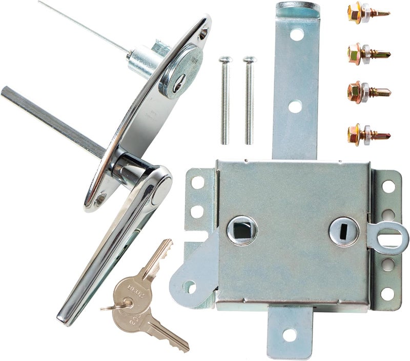 Granatan Garage Door Lock Kit, L-Handle Lock with Inside Slide Lock Latch Mechanism, Home Improvement Door Lock - Image 1